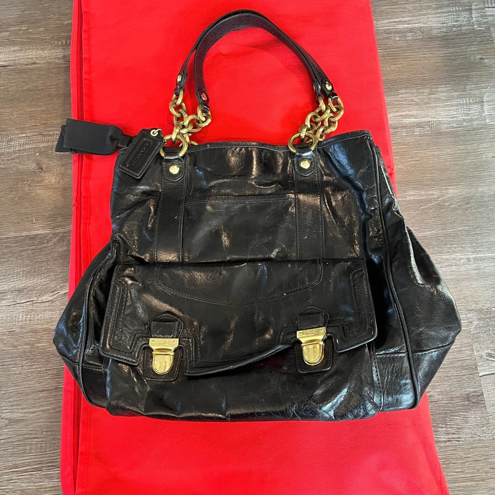 Coach Bag Black divided sections
